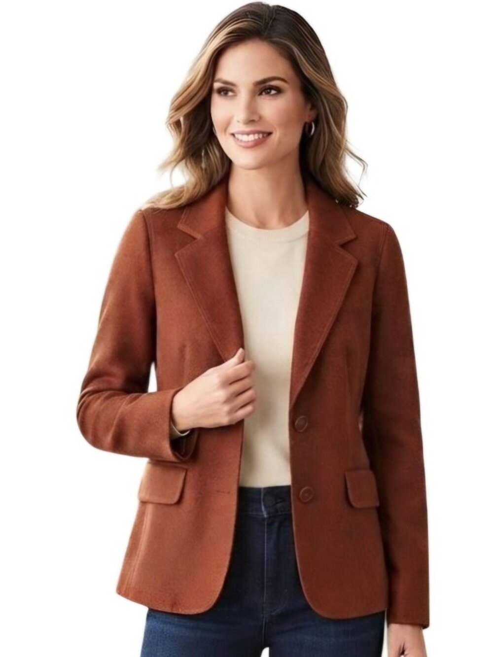 Talbots Exposed Seams Felted Wool Rust  2 Button Blazer Career Size 2